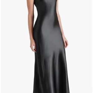 Steve Madden One Shoulder Black Satin Dress